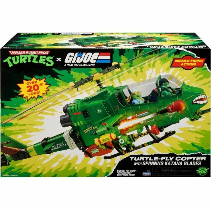 Игровой набор TMNT x G.I. Joe вертолёт Turtle Fly, фигурка и техника