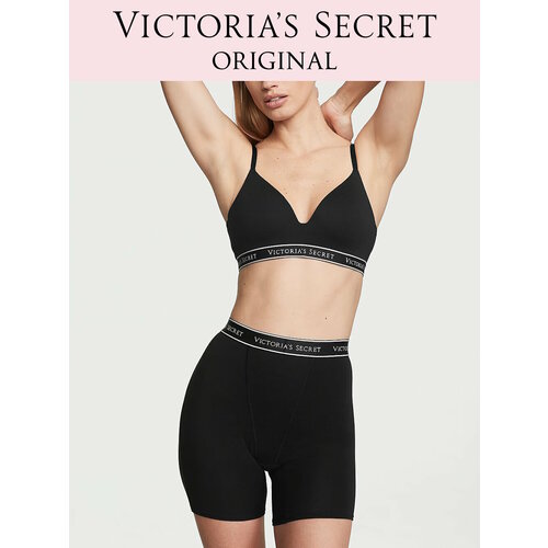 фото Трусы victoria's secret logo cotton high-waist boxer brief, размер xxl, черный