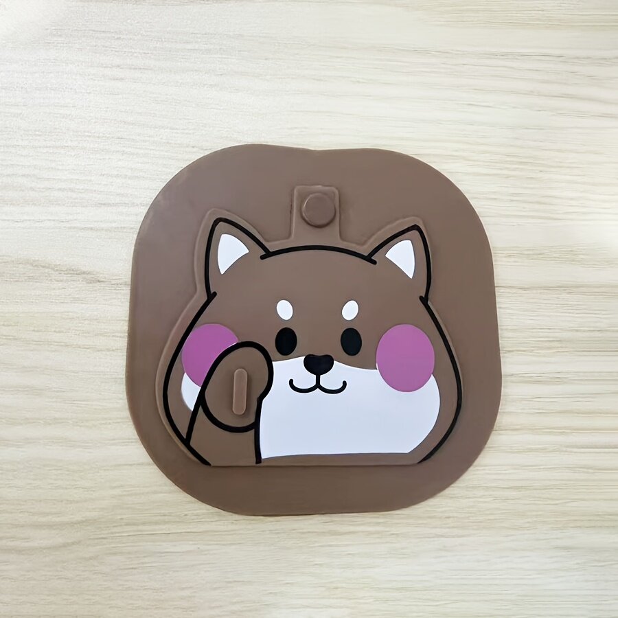 Дренажная крышка с фильтром и противозасорной системой для раковины и душа, защита от запахов, дизайн сиба-ину, утолщенная с крышкой, цвет хаки, 1 шт.