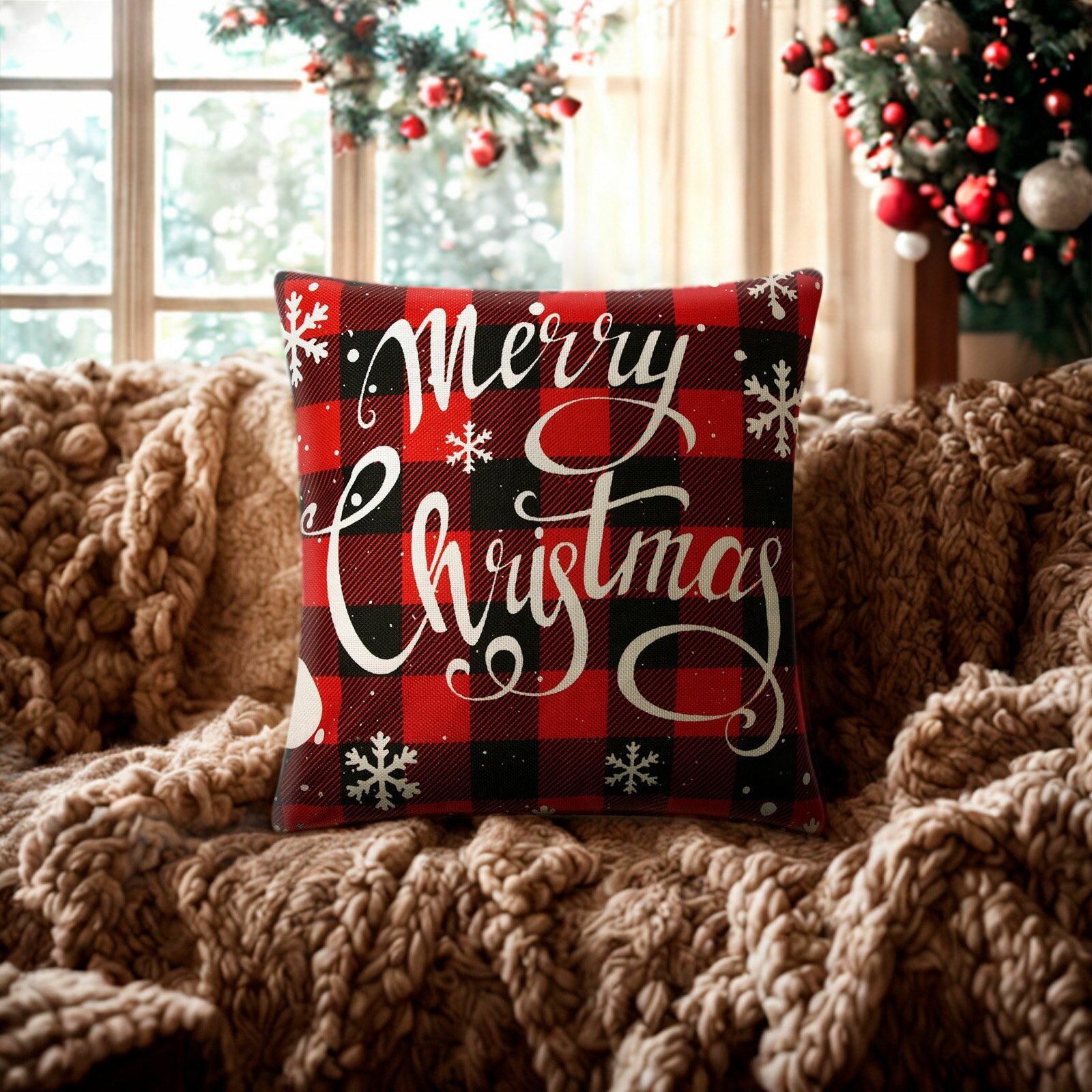 Наволочка декоративная новогодняя Christmas, 43x43 см, велюр
