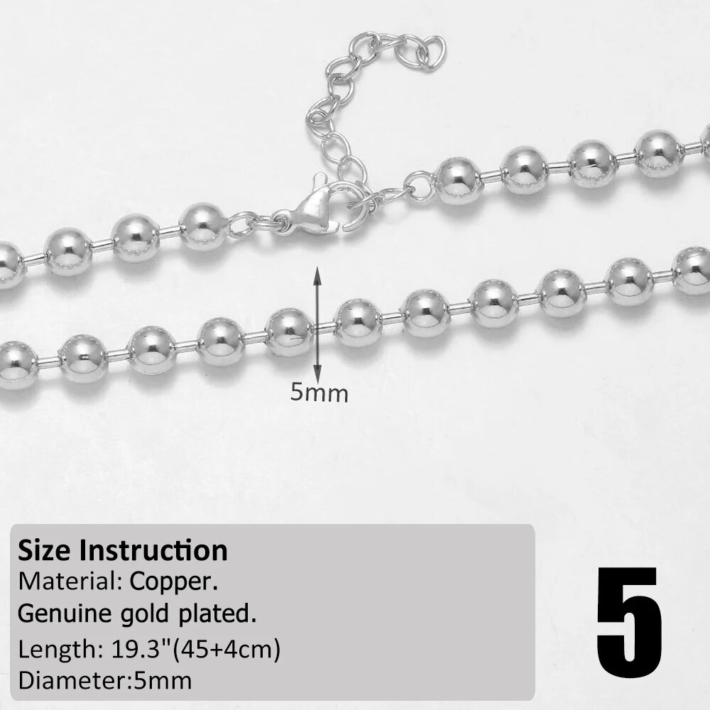Медная шариковая цепочка OCESRIO для бижутерии nken55 Silver 5mm