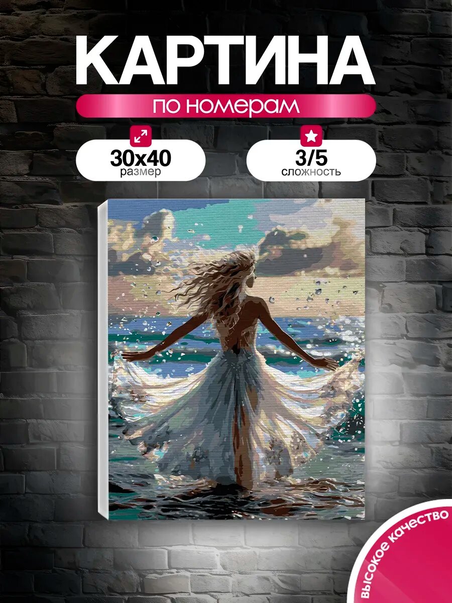 Картина по номерам 30x40 Девушка в море
