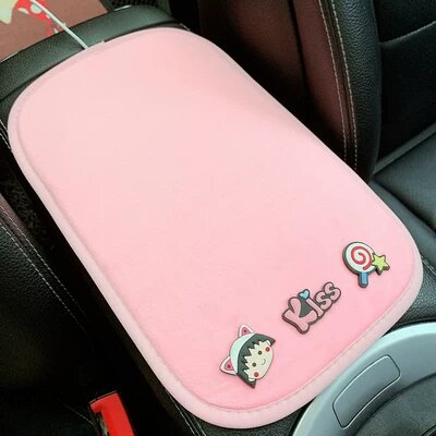Little Bean Short Fleece Car Console Pad Pink Cute Cartoon Pattern Universal