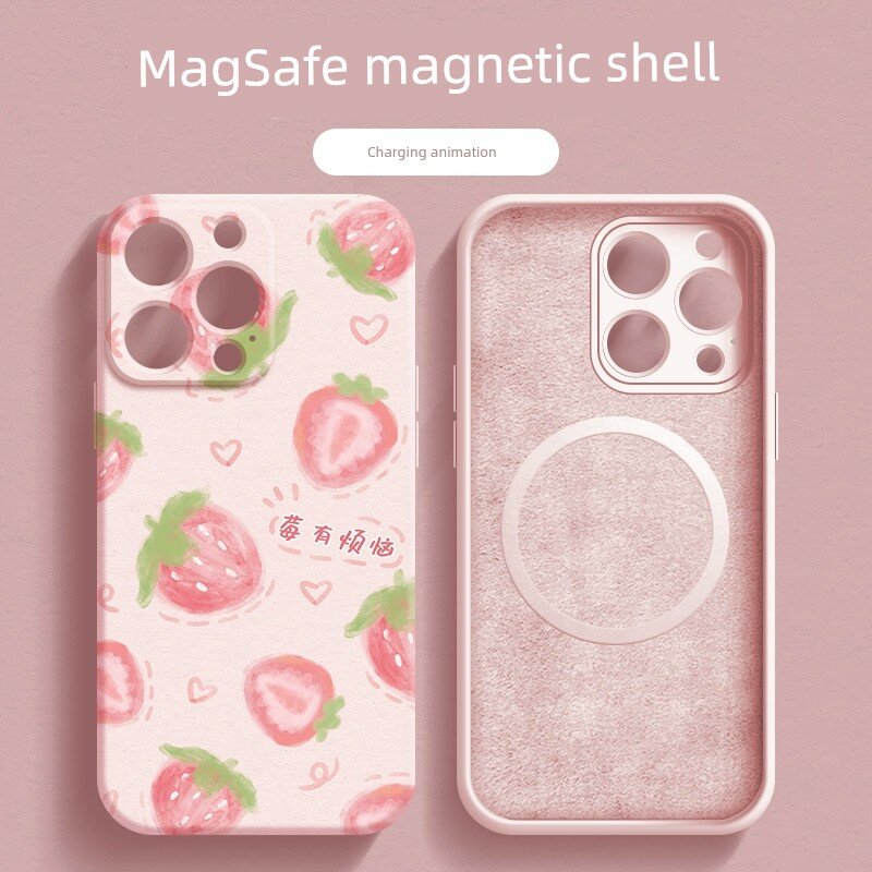 IPhone 12 Pro MagSafe Силиконовый Чехол с Розовой Малиновой Линией, Защитный Дизайн для Apple iPhone 12 Pro