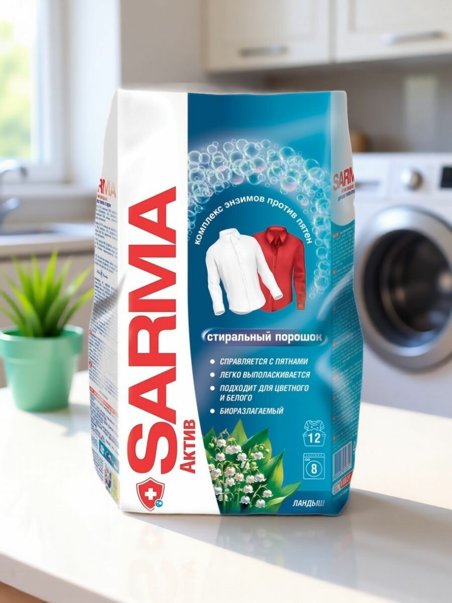 Sarma Стиральный порошок для всех типов Ландыш 800 г универсальное средство для стирки любых тканей