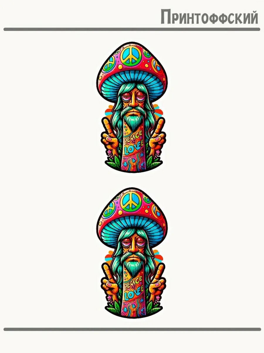 2-е (Две) Термонаклейки мухомор в виде монаха