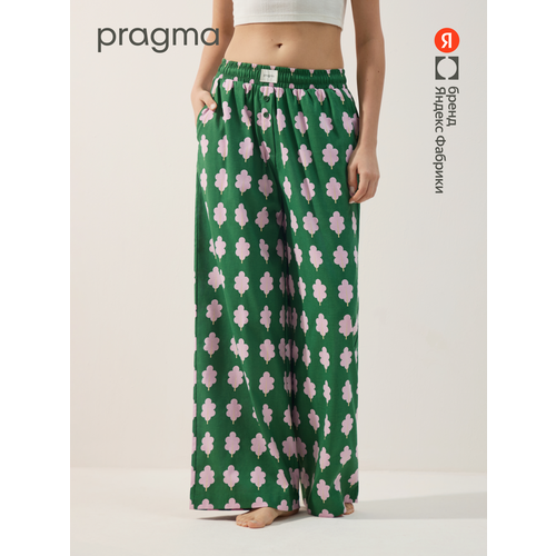 фото Брюки pragma leaf домашние женские из хлопка с эластаном на завязках, размер 2xl, зеленый