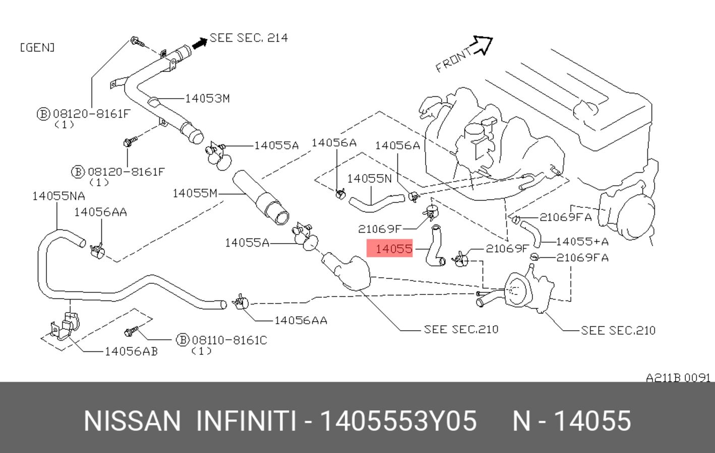 Патрубок резиновый org (NISSAN 1405553Y05)