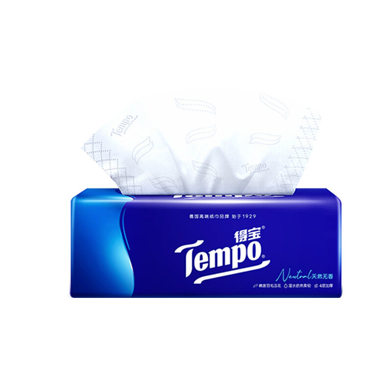 Tempo Classic 4-слойные без запаха салфетки для лица, 90 листов в пачке, 1 пачка для домашнего использования