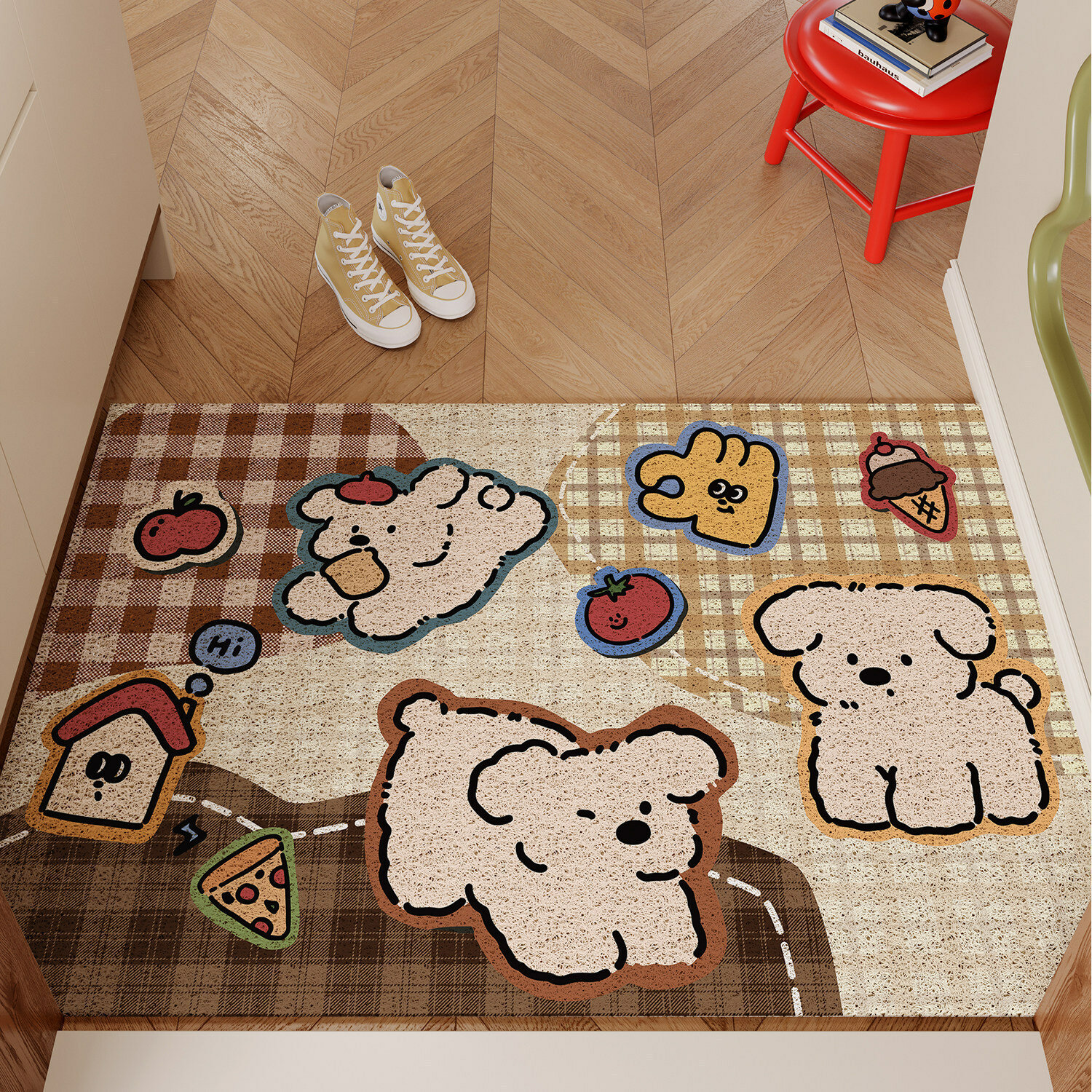 Коврик для прихожей из кокосового волокна с рисунком собачки, противоскользящий, легко чистится, 100x150 см