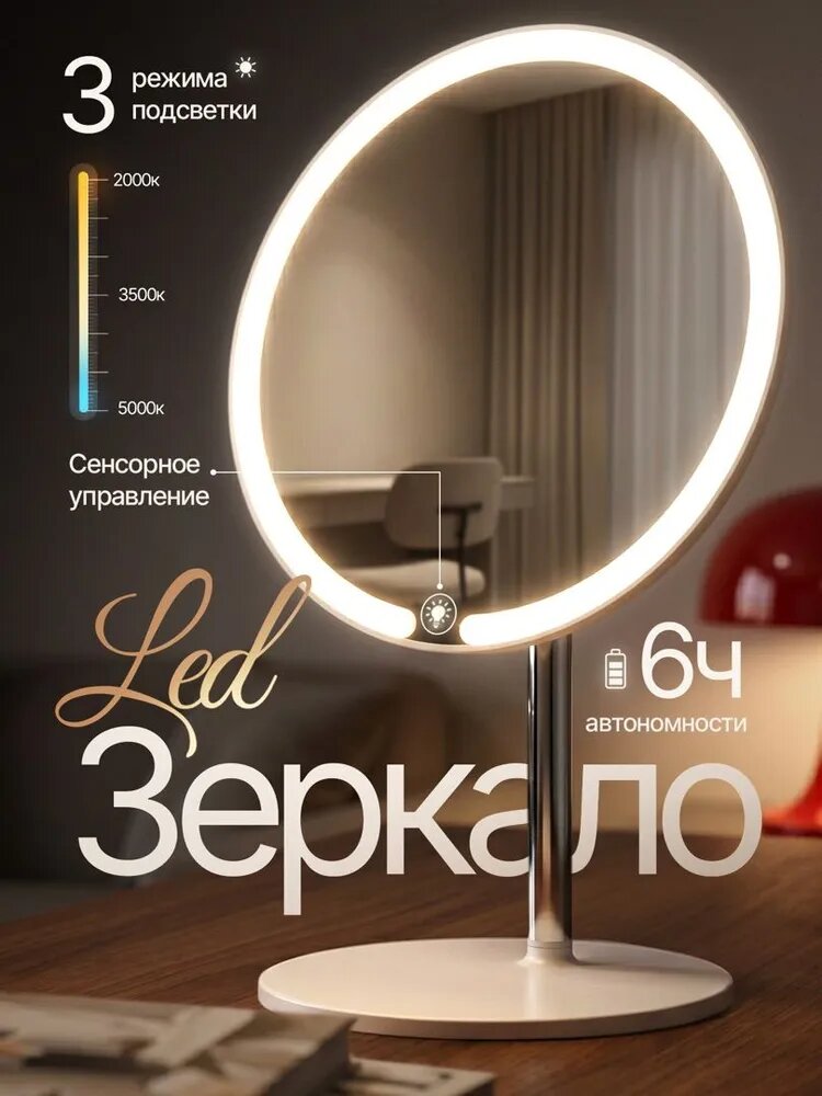 Зеркало настольное, зеркало с подсветкой в ванную