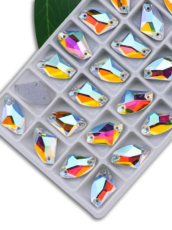 28 шт, Стразы Aex 12*19 мм, оттенок Crystal AB, стекло, для декора одежды и рукоделия