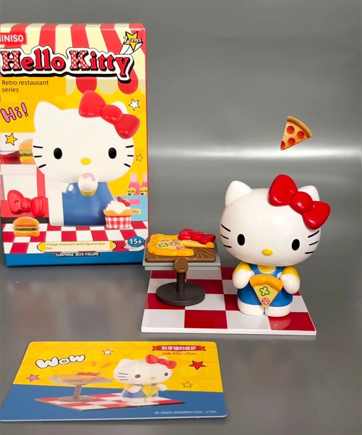 MINISO Hello Kitty Ретро-ресторан Blind Box Фигурка Пицца Китти Открытая коробка подарок для девочек