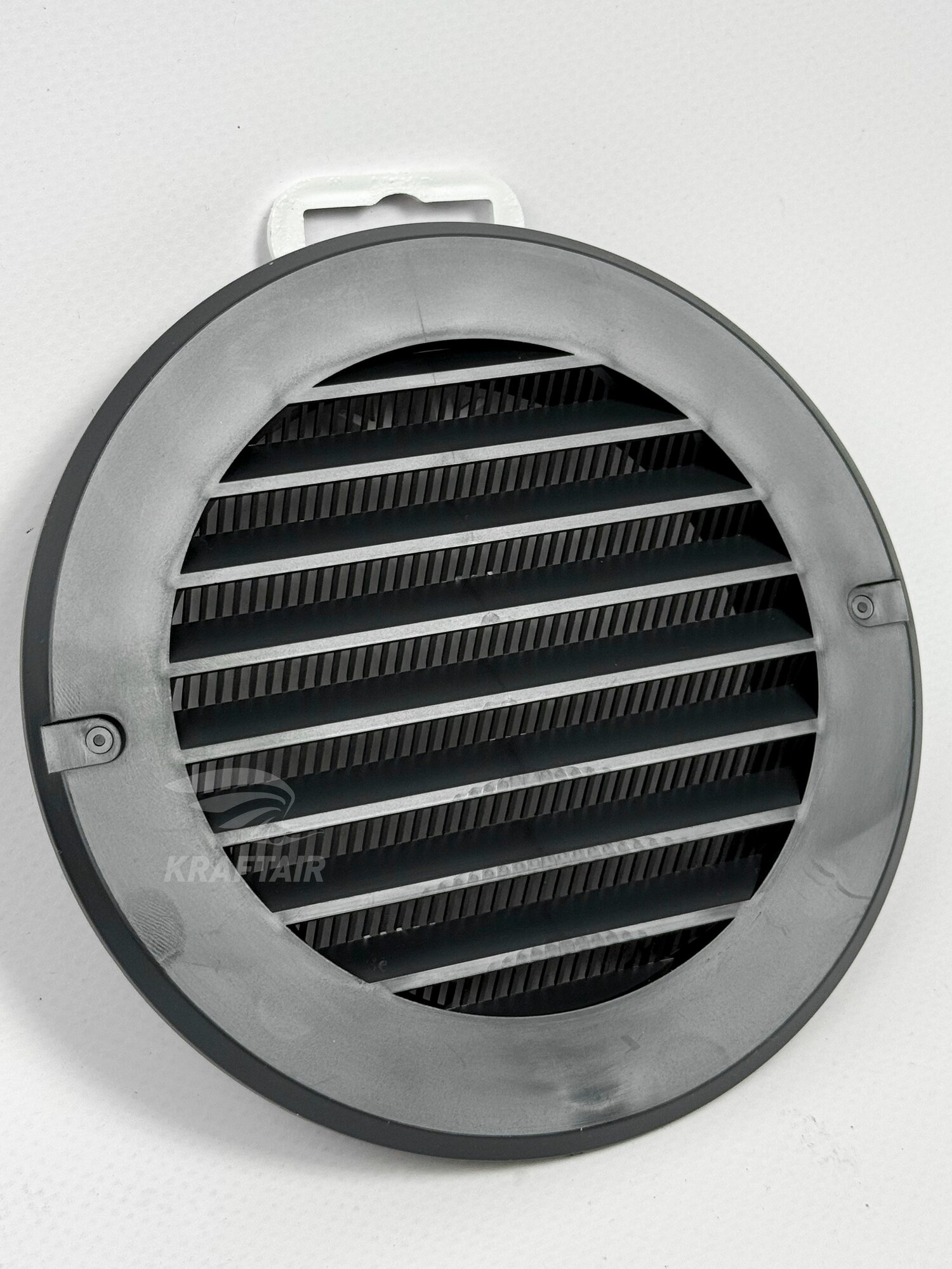 Решетка вентиляционная круглая с сеткой и фланцем для воздуховода 100 мм, ABS пластика, графит