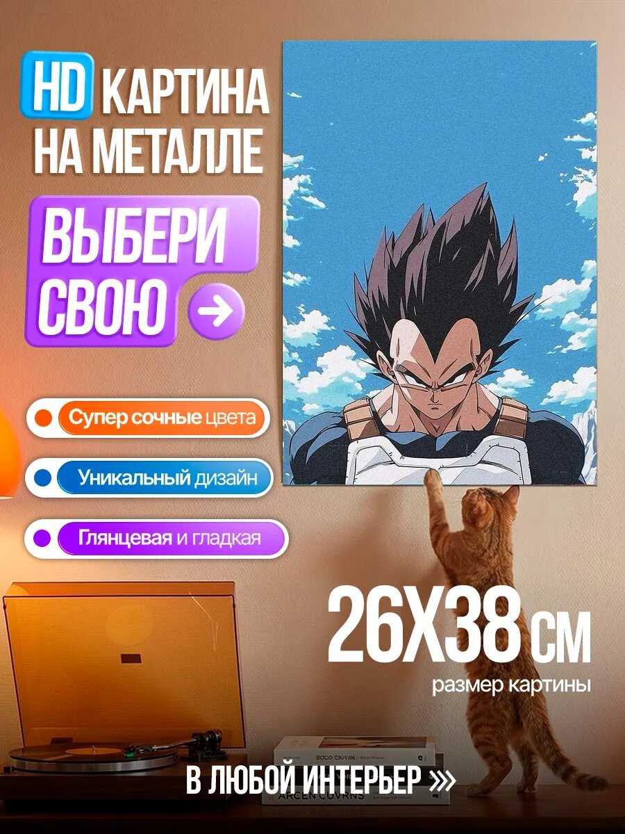 Картина на HD металле Веджета из Драгон Болл