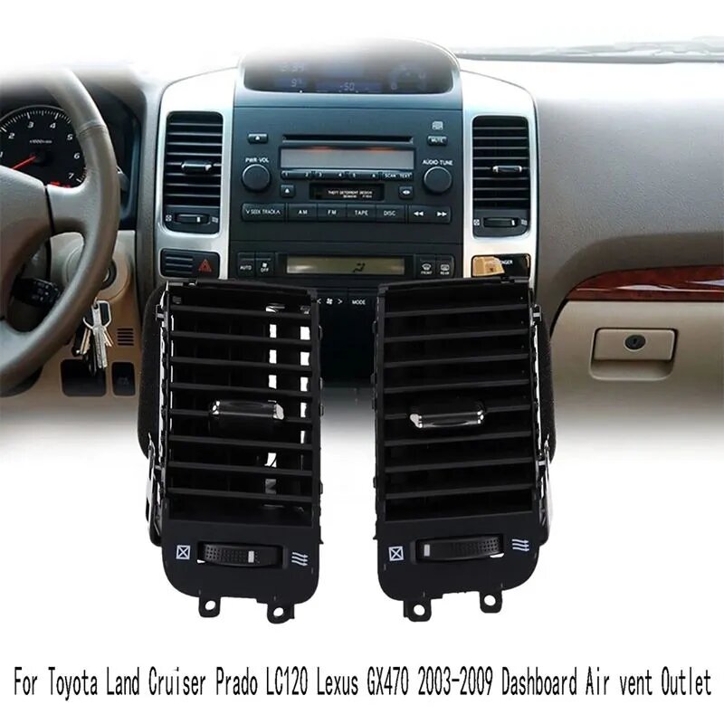 2X Решетка панели кондиционера для Land Cruiser Prado LC120 GX470 03-09, дефлектор панели приборов