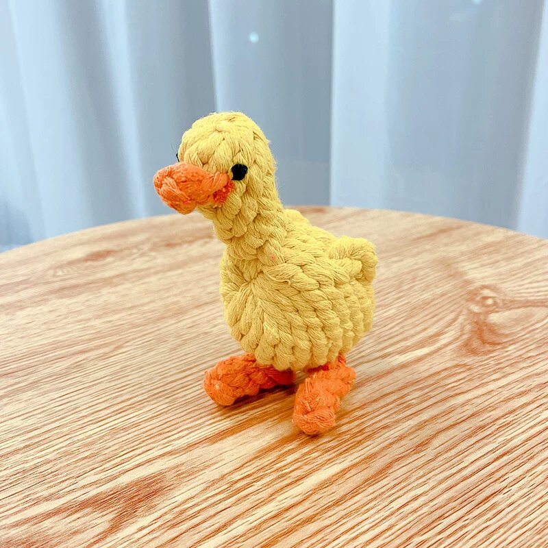 Игрушка-утка, 12x11 см, интерактивная веревочная игрушка для мелких собак