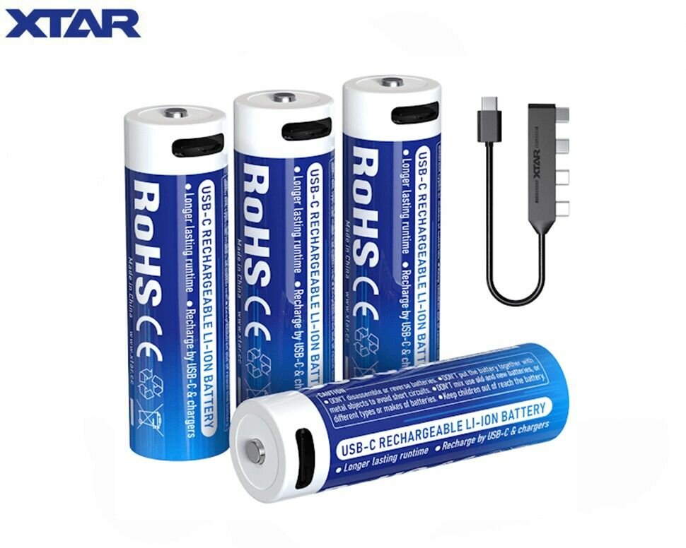 Аккумулятор Xtar AA LR 1,5В. 3000 mAh USB-C 4шт.