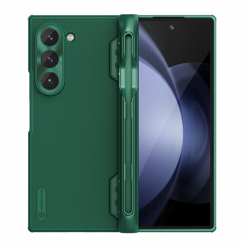 фото Усиленный чехол зеленого цвета (dark green) с держателем для s pen от nillkin для samsung galaxy z fold 6 5g, серия super frosted shield fold (with pen holder)