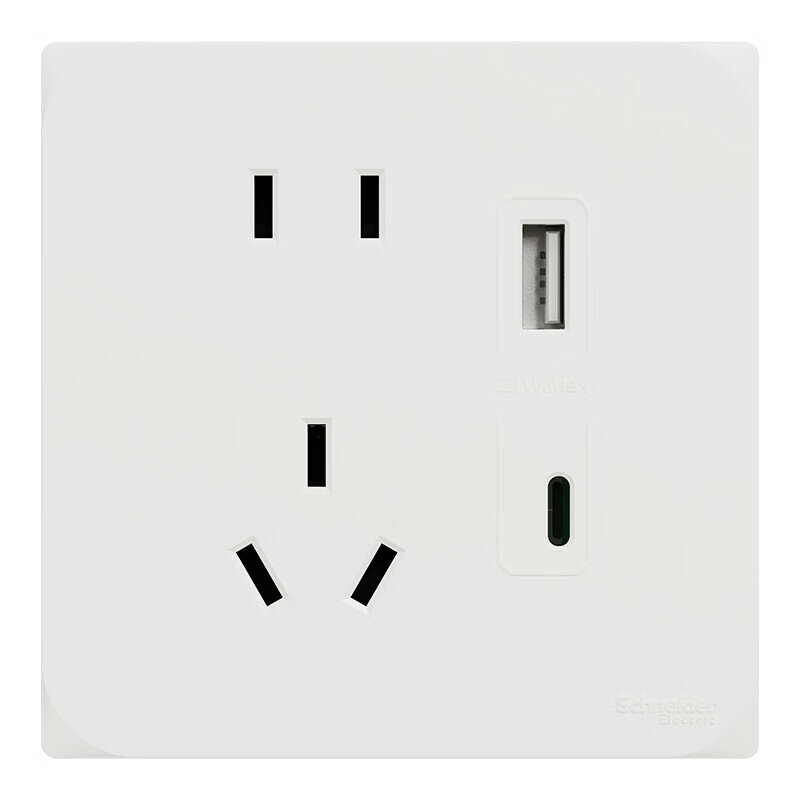 Schneider Electric 5-розеточный USB-розеточный блок с быстрой зарядкой 21Вт Type A+C 86 мм скрытая установка белый