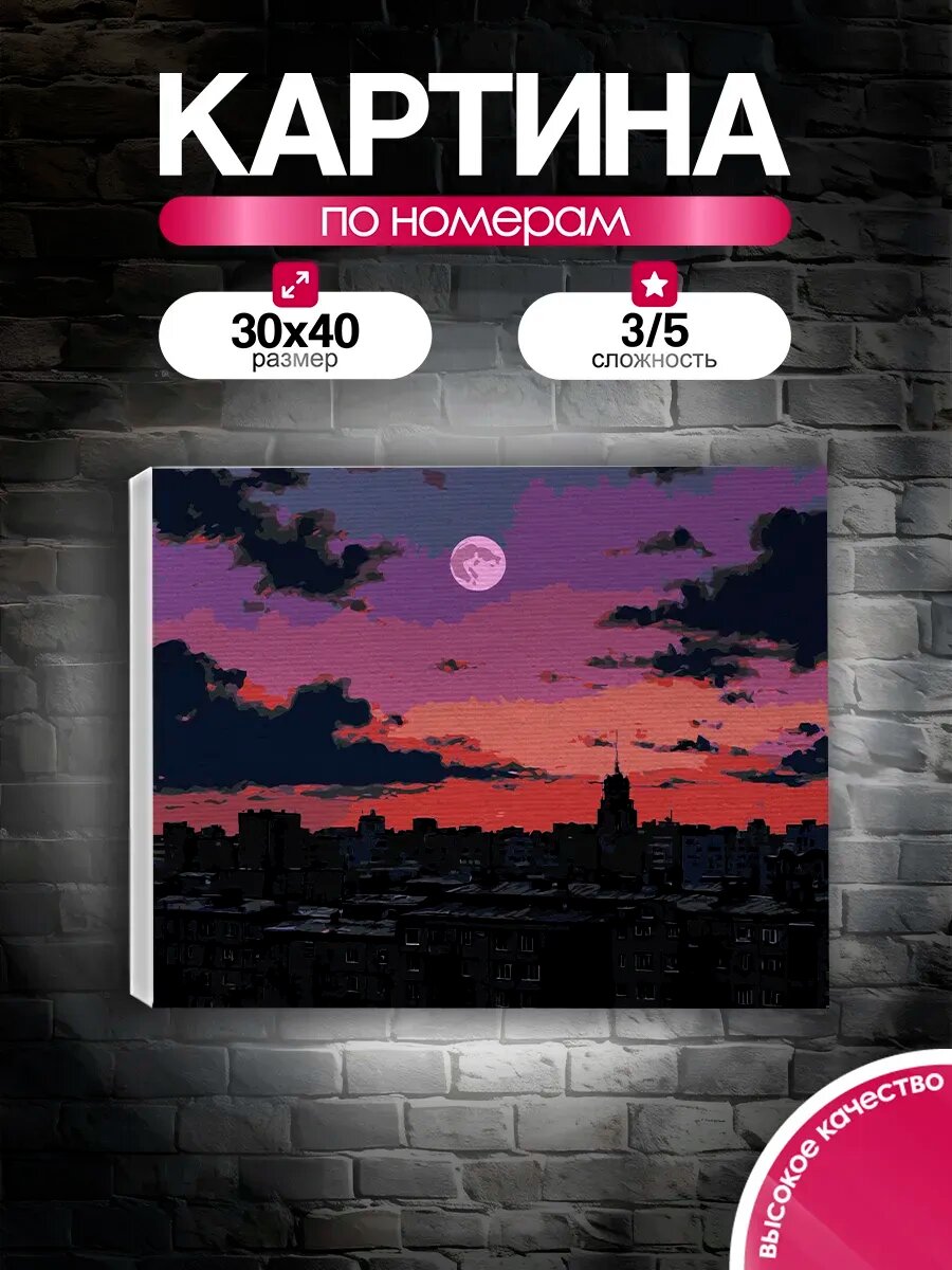 Картина по номерам 30x40 Ночной город