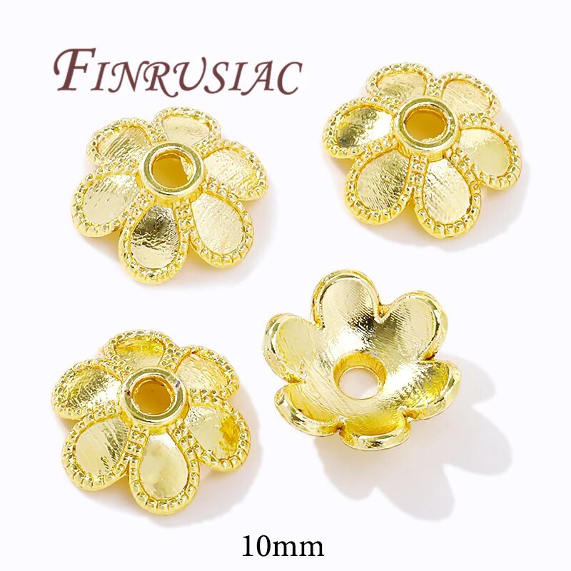 Позолоченные цветы для бижутерии FINRUSIAC 20 шт Желтый, 18K Gold Plated