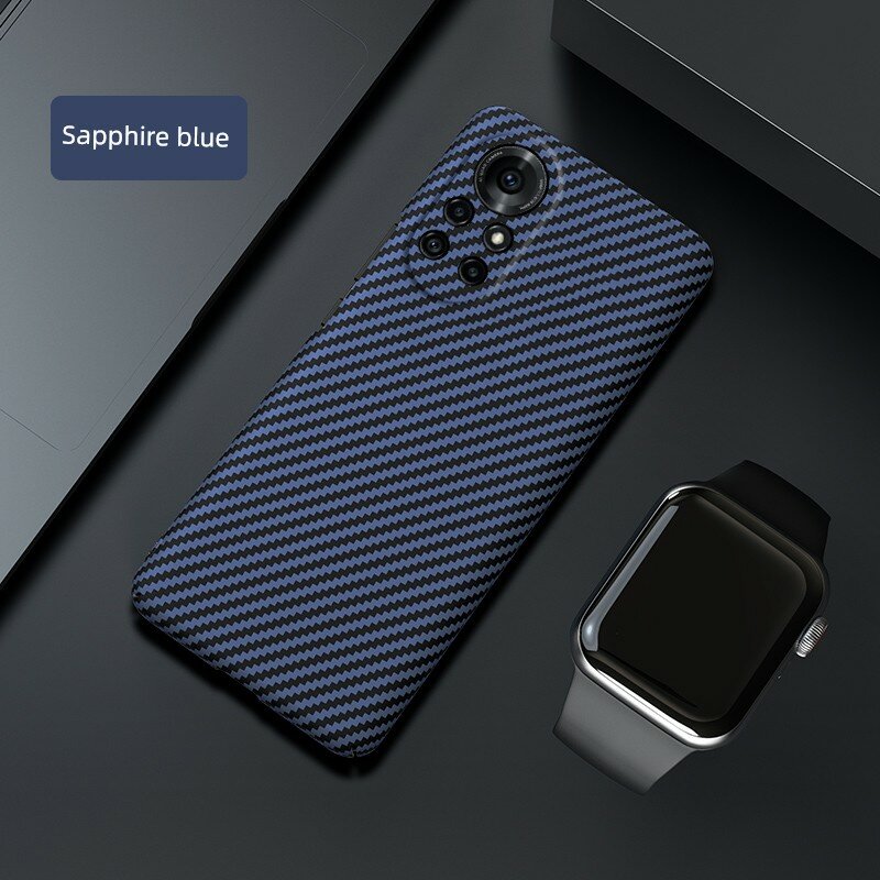 Чехол для Huawei nova 8 Pro из карбонового волокна с антипотным покрытием, матовая текстура, цвет сапфировый синий, в