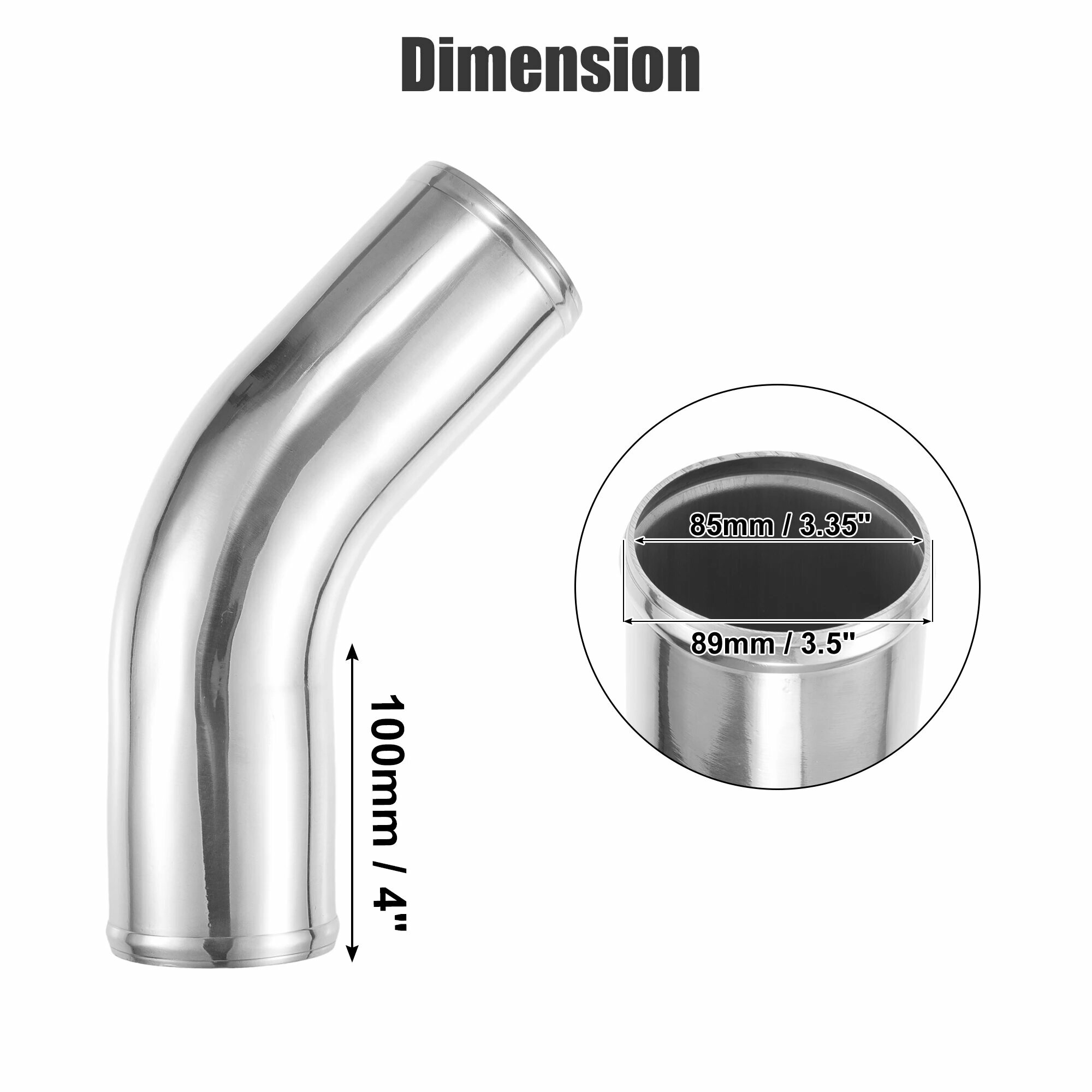 Колено интеркулера 45° 85mm ID/89mm OD, 100mm