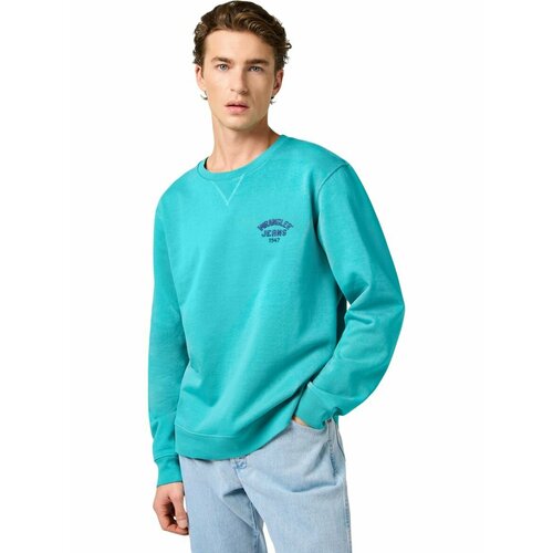 фото Свитшот wrangler men small logo crew, размер l, , бирюзовый
