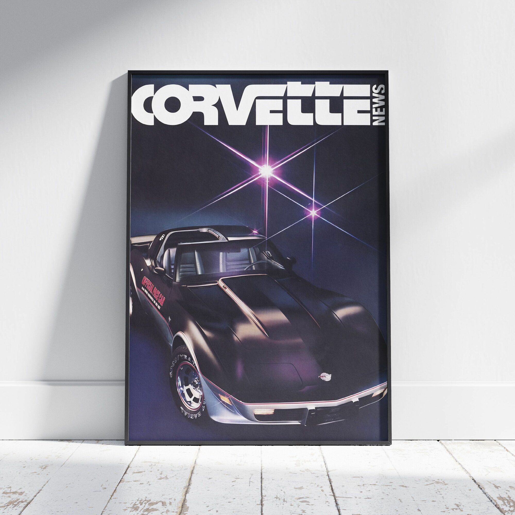 Плакат на стену для интерьера Спорткар (Chevrolet Corvette 3) - Постер по спортивным гоночным машинам автомобилям формата А4 (21x30 см)