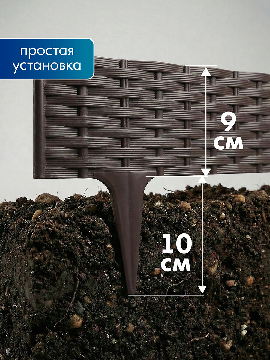 Забор декоративный для сада пластиковый Ротанг 6,4 м, коричневый Протэкт — фото 1