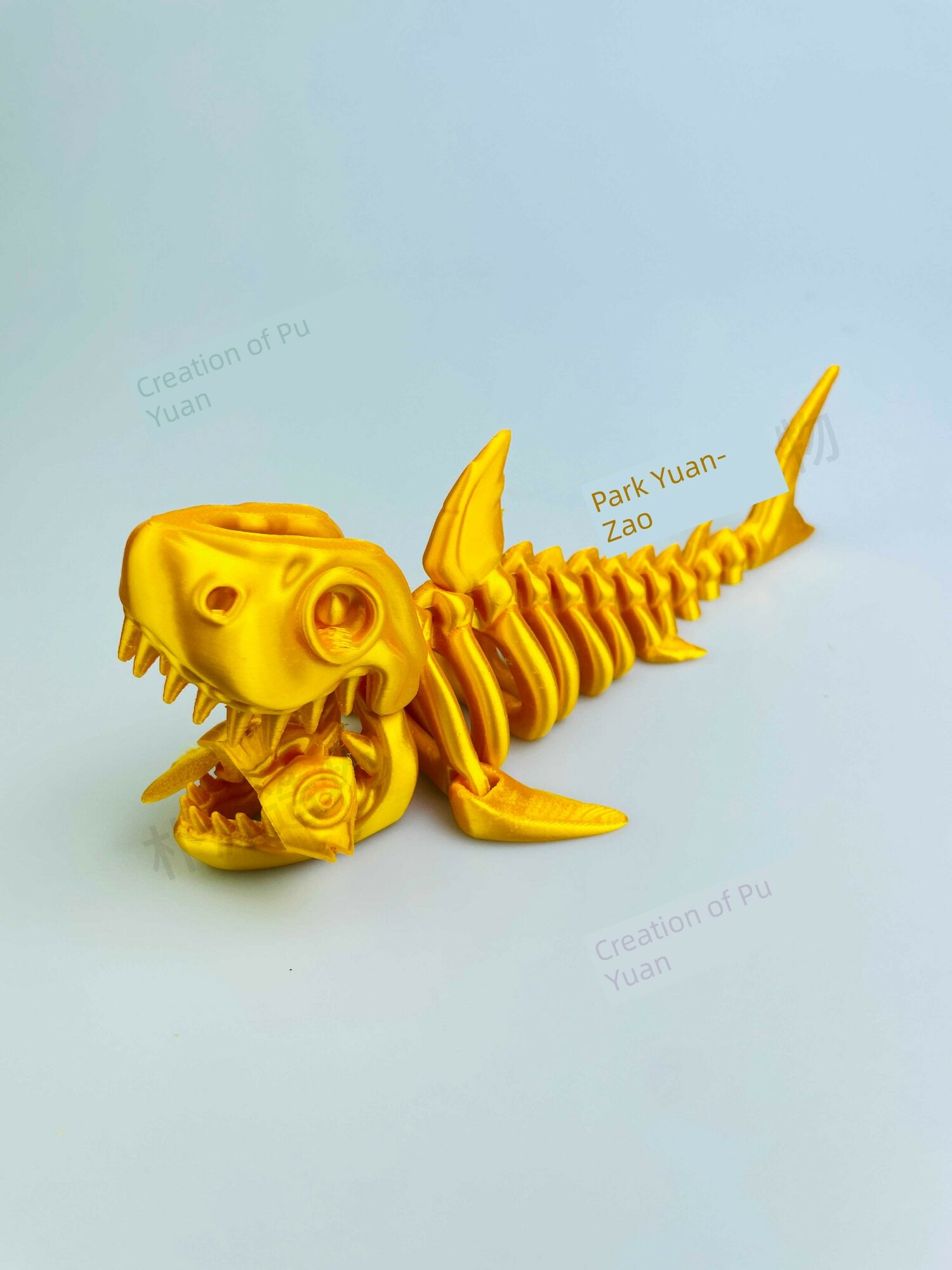 3D-печатная подвижная акула-игрушка, чисто-золотой, 13 см, креативный обучающий подарок для детей, регулируемые