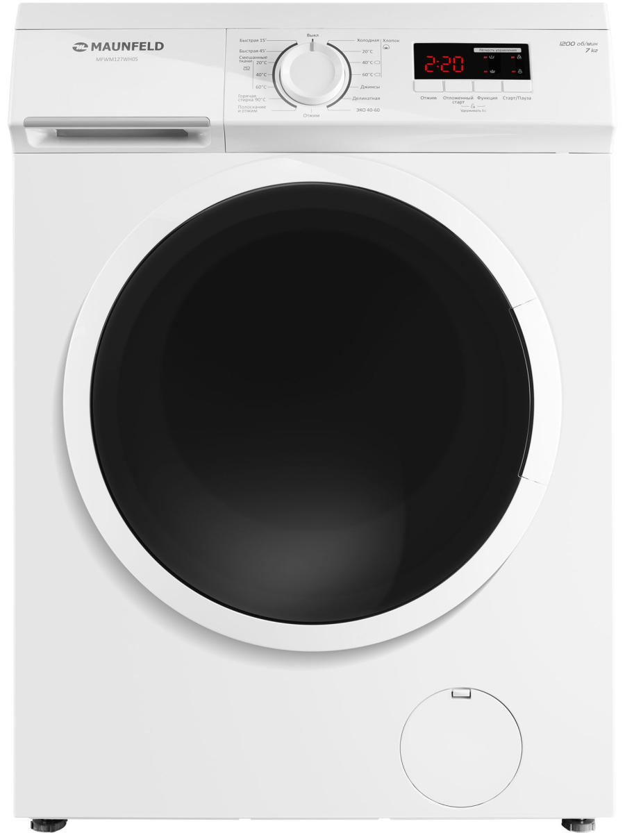 Стиральная машина Maunfeld MFWM127WH05 кл: A++ фронтальная, макс. загрузка:7кг белый