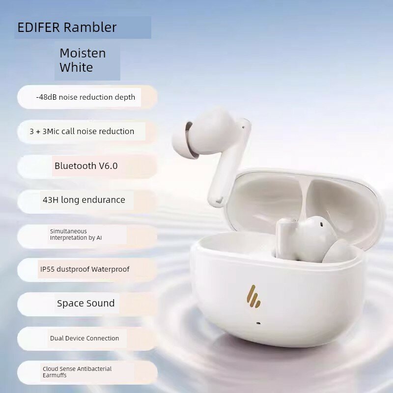 Edifier X5 EVO Беспроводные Bluetooth Наушники с Активным Шумоподавлением, Перламутровый Белый