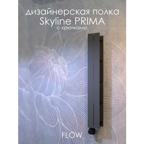 фото Полка настенная для ванной комнаты skyline prima 15х9,6х100 см с крючками черная / flow