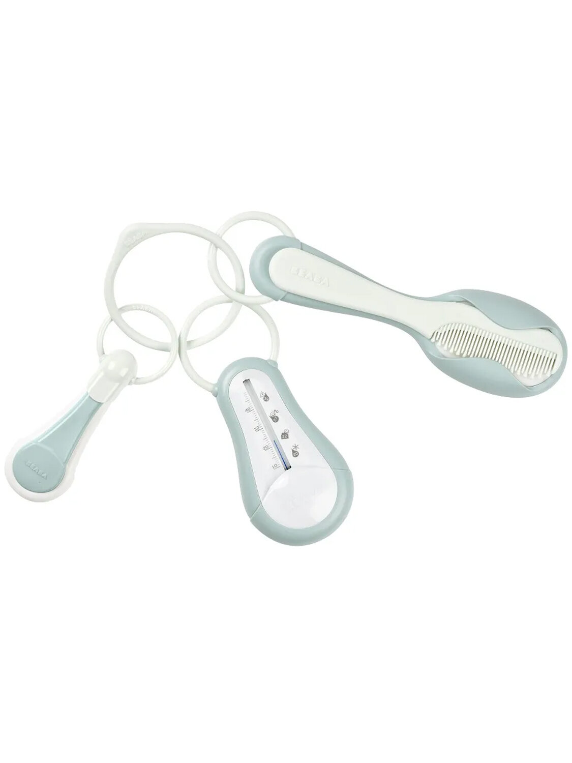 Набор Beaba щипчики для ногтей, термометр, расческа с щеткой / SET ACCESSOIRE TOIL GREEN BLUE 920371