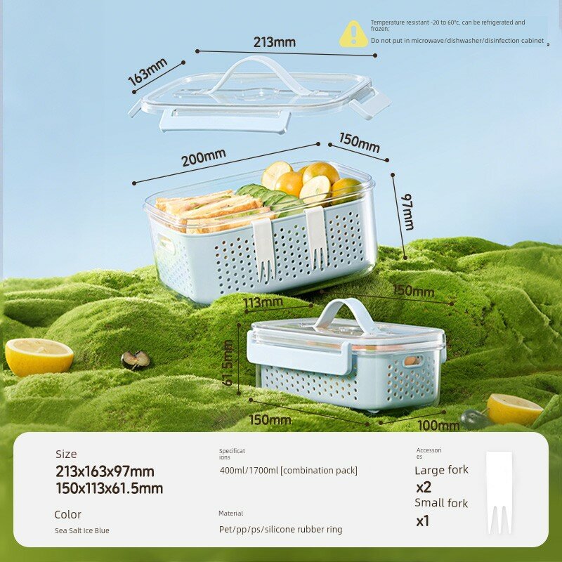 Контейнер для хранения продуктов Xilekou, для фруктов, овощей и измельченного мяса, с функцией слива, пищевой, для