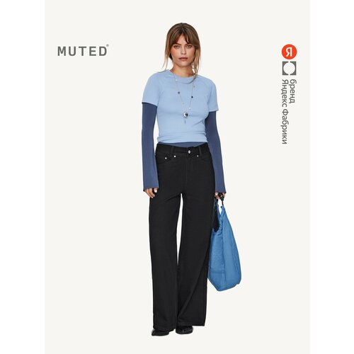 фото Джинсы широкие muted wide leg, размер 28, черный