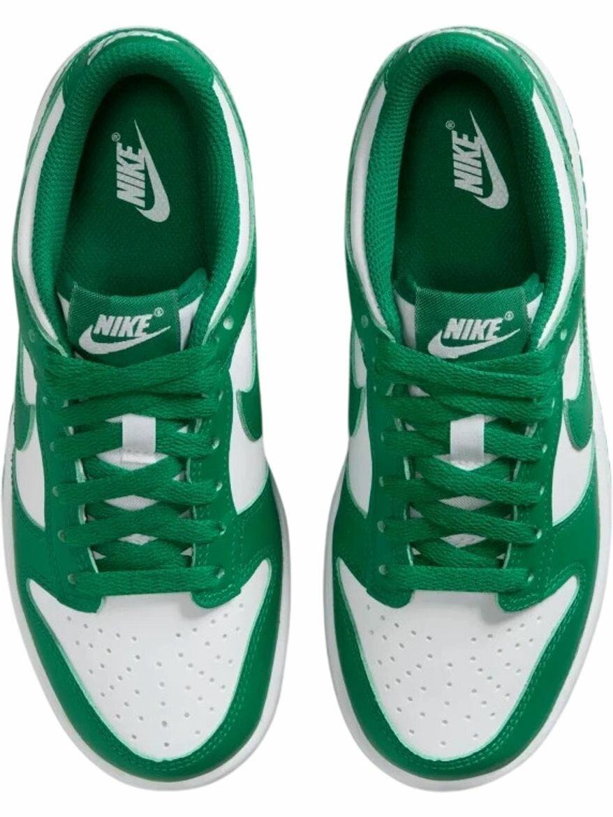 Кеды NIKE Dunk Low, размер 6Y US, белый-зеленый — фото 1