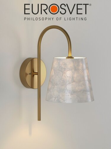 Изображение товара Бра / Настенный светильник с перламутром EUROSVET Pearl 101013, 40 Вт, E14, латунь