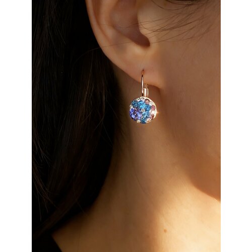 фото Серьги amante crystal, размер 24 мм, розовый, желтый, фиолетовый, голубой