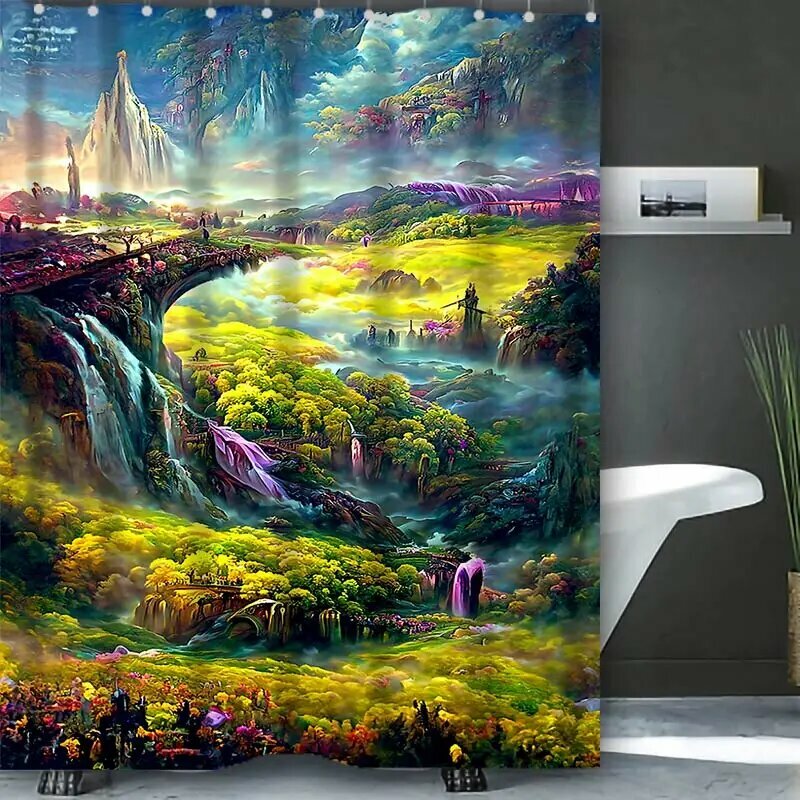 Занавеска для душа Dream View Cottage, многоцветная