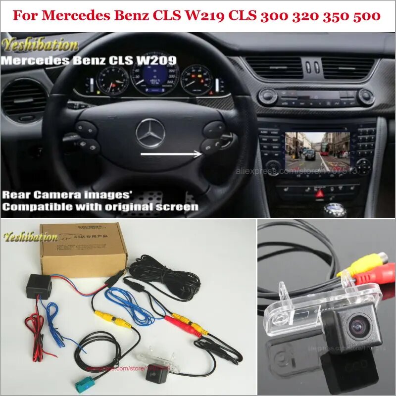 Камера заднего вида для Mercedes Benz CLS W219 CLS 300 320 350 500-комплекты резервных камер заднего вида RCA и совместимый оригинальный экран