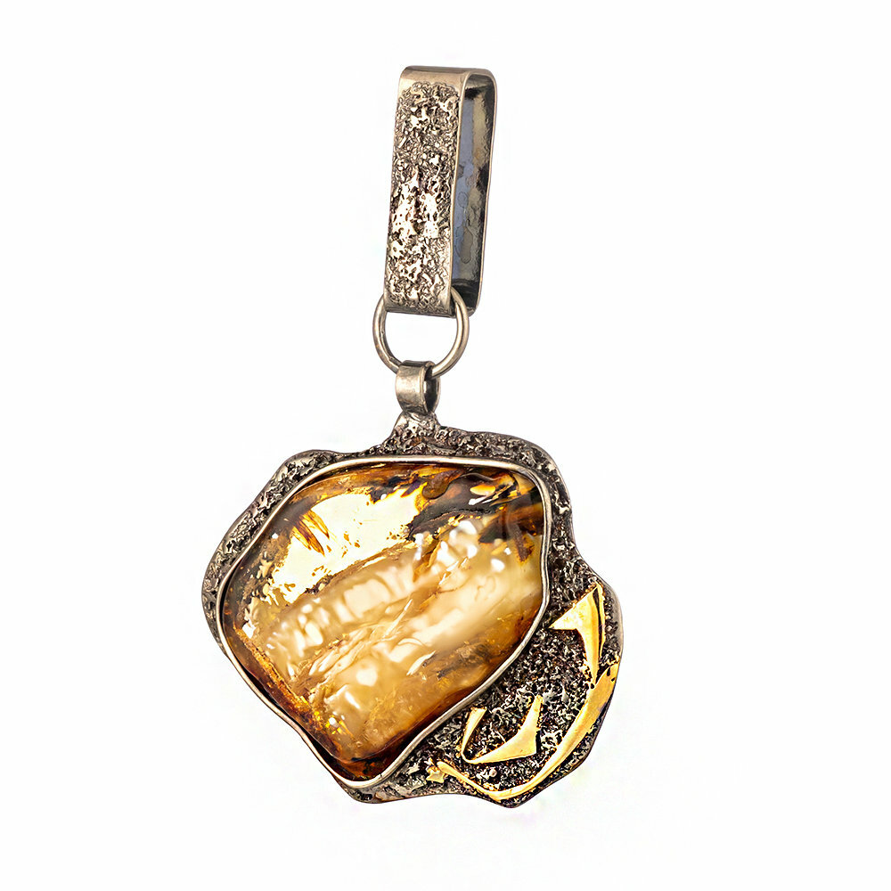 Подвеска Amberprofi, серебро, 925 проба, янтарь