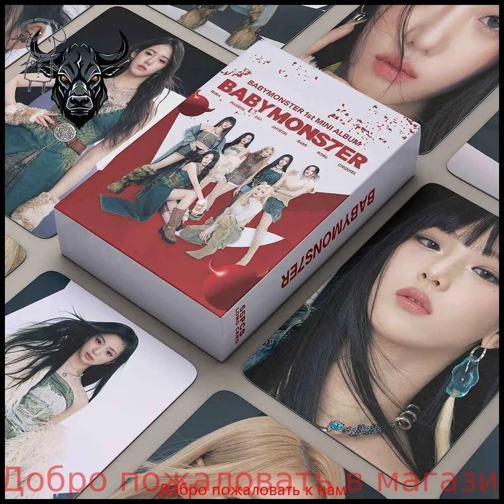 Открытка BABYMONSTER LOMO, 55 шт, плакат BATTER UP, фотокарточки KPOP, застрявшие посередине, подарочная коллекция BABY MONSTER