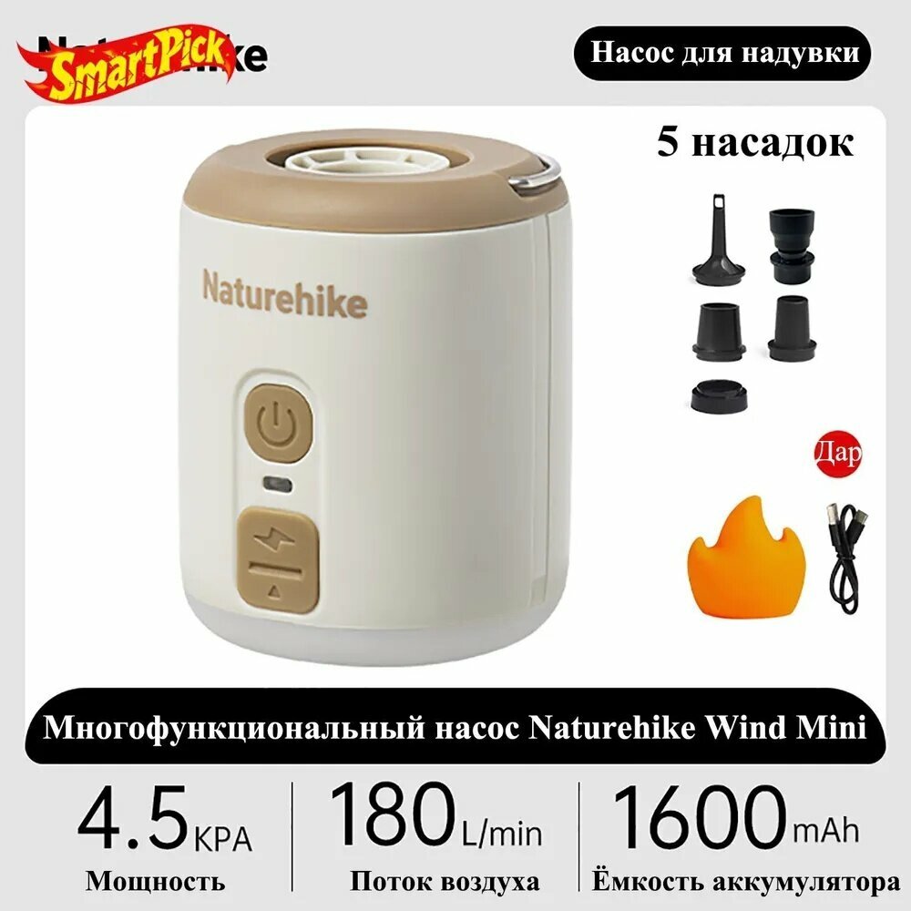 Насос для надувки туристический многофункциональный Naturehike Wind Mini
