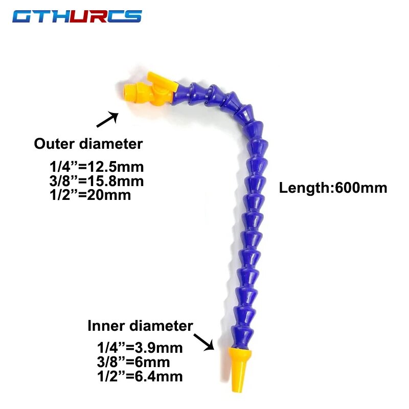 Гибкий пластиковый шланг для охлаждения 1/4", 3/8", 1/2" BPS 1/2", Round-600MM