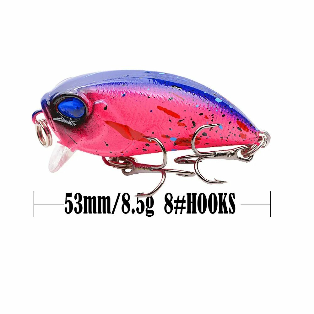 Воблер-крэнк 53 мм, 8.5 г, розовый, #8 Hooks