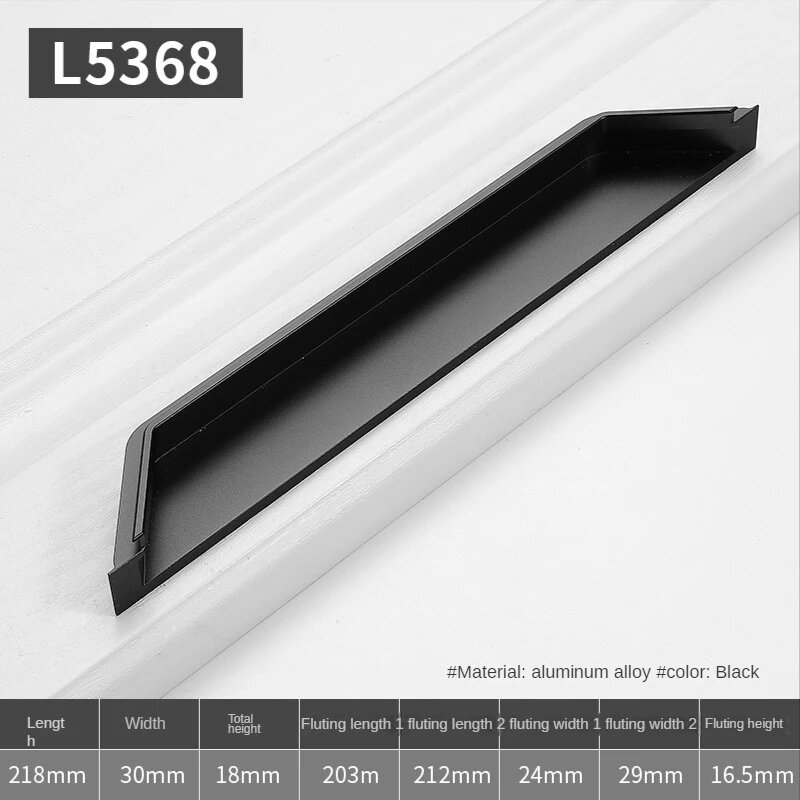 Ручка для шкафа черная L5368-Matt Black