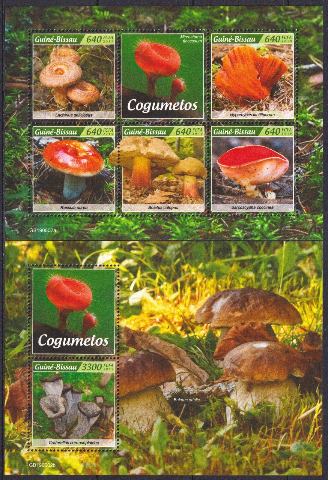 Марки 2019 год Гвинея-Биссау Грибы Флора Природа #10763-10767+Bl1845 Mnh